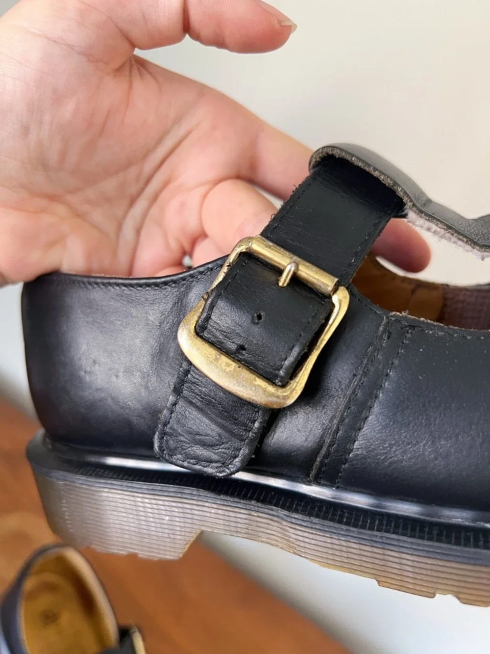 Dr Martens • vintage t-strap mary janes 5027 leather chunky black t bar MIE - Picture 7 of 9